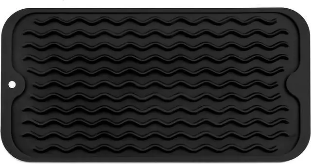 Main image of MicoYang Silicone Dish Drying Mat for Multiple Usage,Easy clean,Eco-friendly,Heat-resistant Silicone Mat for Kitchen Counter or Sink,Refrigerator or Drawer Liner Black S 12 inches x 6 inches