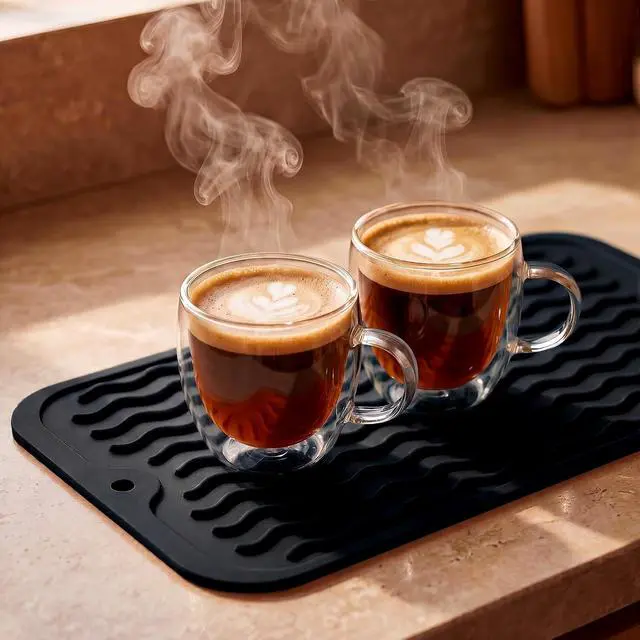 Alt view image 7 of 7 - MicoYang Silicone Dish Drying Mat for Multiple Usage,Easy clean,Eco-friendly,Heat-resistant Silicone Mat for Kitchen Counter or Sink,Refrigerator or Drawer Liner Black S 12 inches x 6 inches