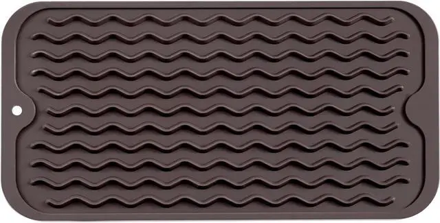Main image of MicoYang Silicone Dish Drying Mat for Multiple Usage,Easy clean,Eco-friendly,Heat-resistant Silicone Mat for Kitchen Counter or Sink,Refrigerator or Drawer Liner Coffee S 12 inches x 6 inches