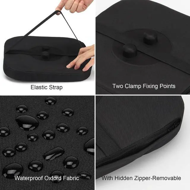 Alt view image 6 of 7 - 1 Pack Square Thickened Telescopic Stool Cushion with Memory Foam | Collapsible Stool Chair Pads, Retractable Folding Stool Cushion with Elastic Strap, Fits Round Retractable Folding Stools