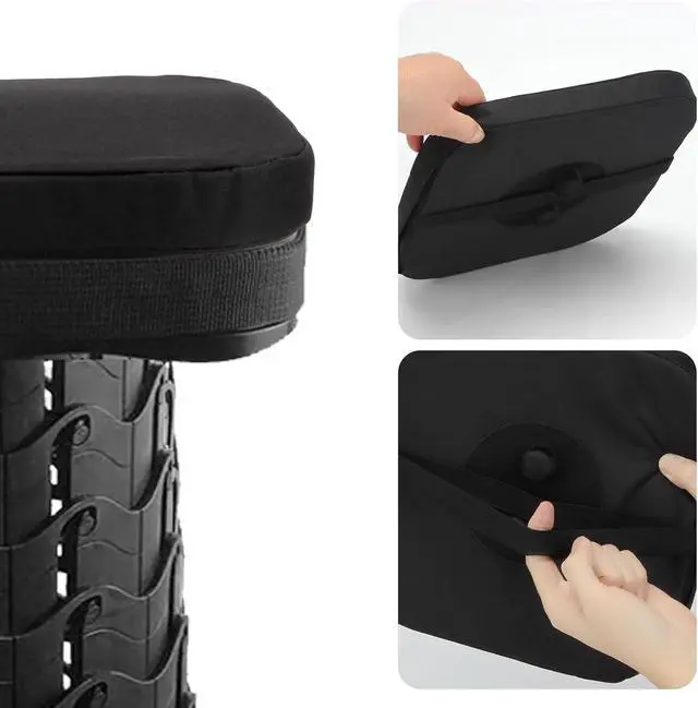 Alt view image 7 of 7 - 1 Pack Square Thickened Telescopic Stool Cushion with Memory Foam | Collapsible Stool Chair Pads, Retractable Folding Stool Cushion with Elastic Strap, Fits Round Retractable Folding Stools