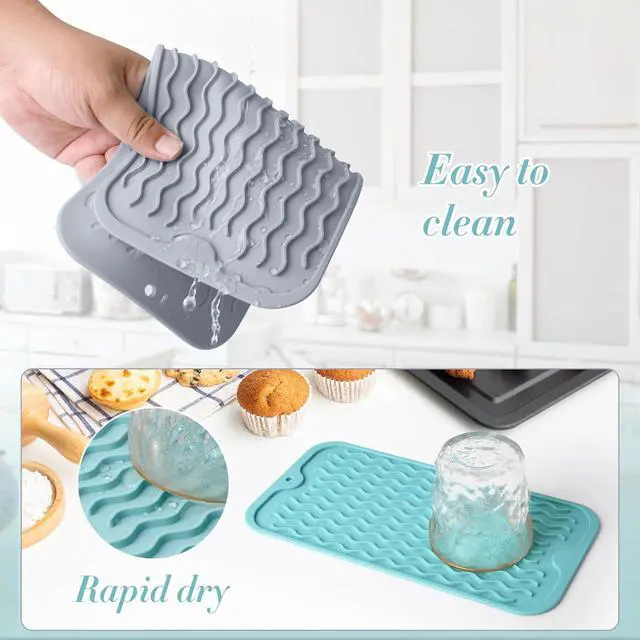 Alt view image 4 of 4 - Silicone Dish Drying Mat, Multipurpose Heat Resistant 600 7-Inch Food Grade & BPA Free. Non-Slip Trivet mats for Cup, Hot Pot, Hot Dishes