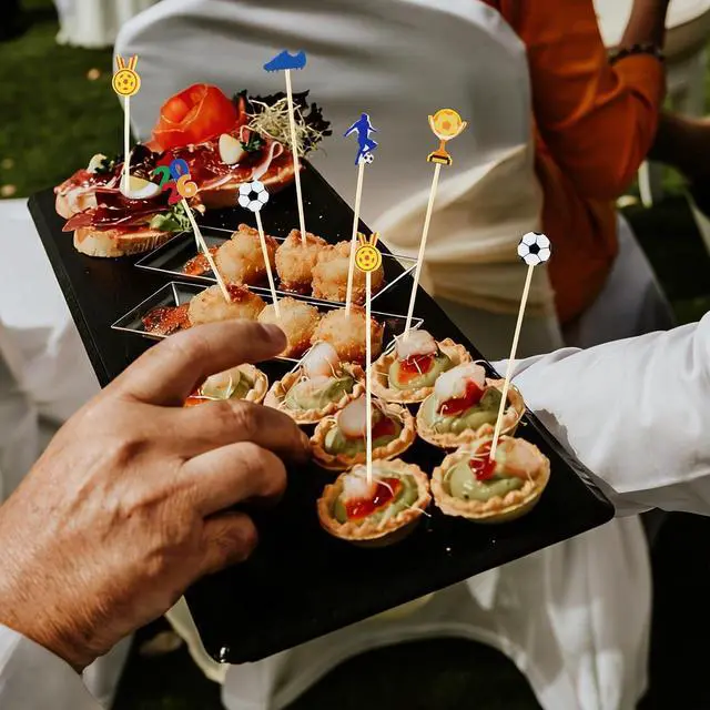 Alt view image 6 of 7 - Aodaer 200 Pcs Soccer Cocktail Picks for Appetizers Soccer Toothpicks Long Bamboo Food Picks Fruit Skewers for Drinks Desserts for Game Day Soccer Party Supplies