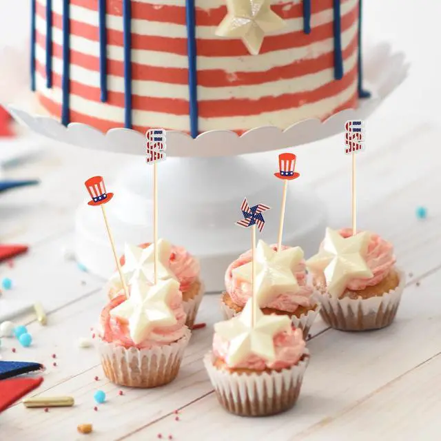 Alt view image 4 of 7 - 100pcs Patriotic Cocktail Picks Red White Blue 4th of July Decor Toothpicks Stick Skewer for Appetizer Charcuterie Accessories Fourth July Independence Memorial Veterans Election Day Party Decorations