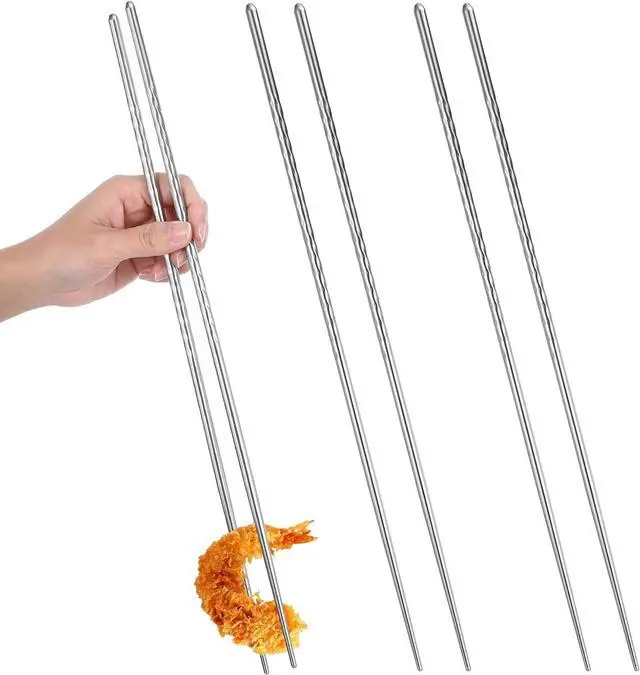 Main image of 2 Pairs Metal Cooking Chopsticks Cooking Chopsticks Long | Reusable Stainless Steel Chopstick Extra Long for Kitchen Frying Hot Pot ( 15 Inch,Silver)