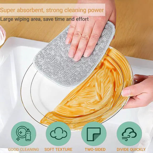 Alt view image 3 of 7 - 10PCS Double-Sided Thickened Wire Dishwashing Rags - Non Scratch Wire Dishcloth & Miracle Wire Cleaning Cloth, Multipurpose Use on Dishes, Pots, Sinks & Kitchen Surfaces (10)