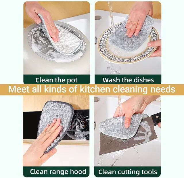 Alt view image 7 of 7 - 10PCS Double-Sided Thickened Wire Dishwashing Rags - Non Scratch Wire Dishcloth & Miracle Wire Cleaning Cloth, Multipurpose Use on Dishes, Pots, Sinks & Kitchen Surfaces (10)