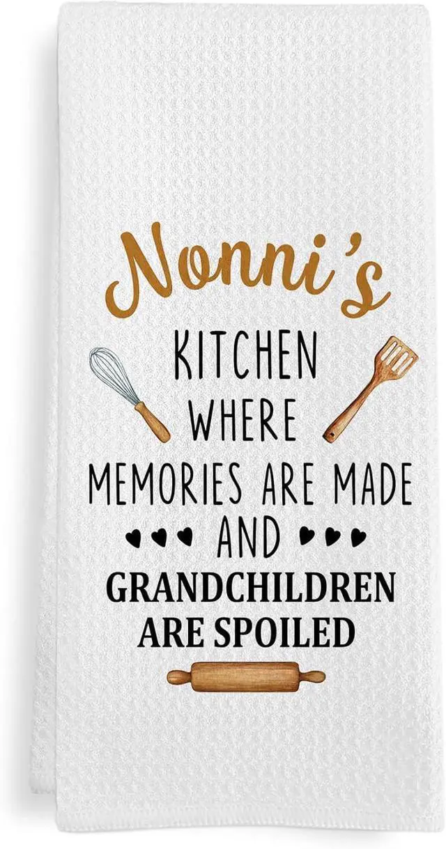 Main image of Nonni Gifts Kitchen Towels, Gifts for Nonni Dish Tea Towels for Nonni's Kitchen, Mothers Day Birthday Grandma Gift Decorative Hand Towel from Grandchildren Grandkids, 16x24 Inch