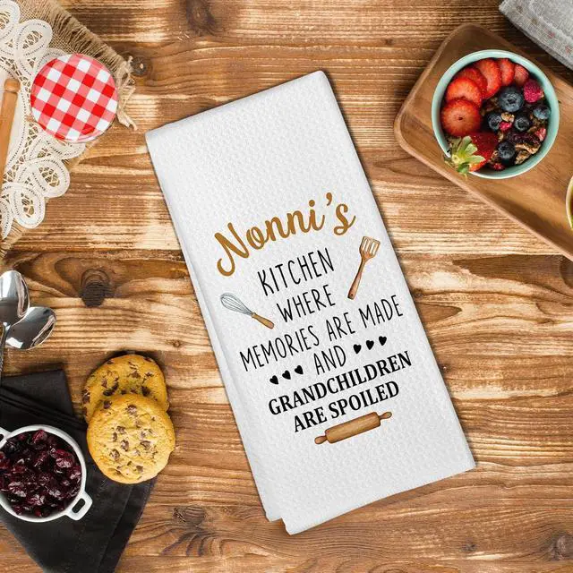 Alt view image 3 of 7 - Nonni Gifts Kitchen Towels, Gifts for Nonni Dish Tea Towels for Nonni's Kitchen, Mothers Day Birthday Grandma Gift Decorative Hand Towel from Grandchildren Grandkids, 16x24 Inch