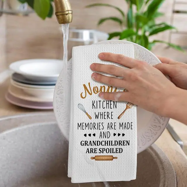 Alt view image 4 of 7 - Nonni Gifts Kitchen Towels, Gifts for Nonni Dish Tea Towels for Nonni's Kitchen, Mothers Day Birthday Grandma Gift Decorative Hand Towel from Grandchildren Grandkids, 16x24 Inch