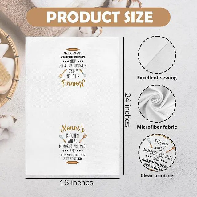 Alt view image 7 of 7 - Nonni Gifts Kitchen Towels, Gifts for Nonni Dish Tea Towels for Nonni's Kitchen, Mothers Day Birthday Grandma Gift Decorative Hand Towel from Grandchildren Grandkids, 16x24 Inch