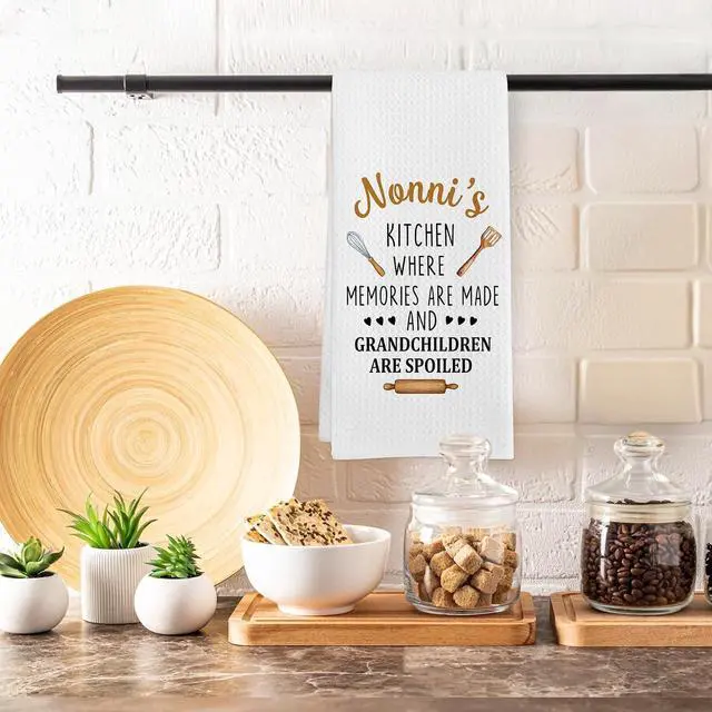 Alt view image 5 of 7 - Nonni Gifts Kitchen Towels, Gifts for Nonni Dish Tea Towels for Nonni's Kitchen, Mothers Day Birthday Grandma Gift Decorative Hand Towel from Grandchildren Grandkids, 16x24 Inch