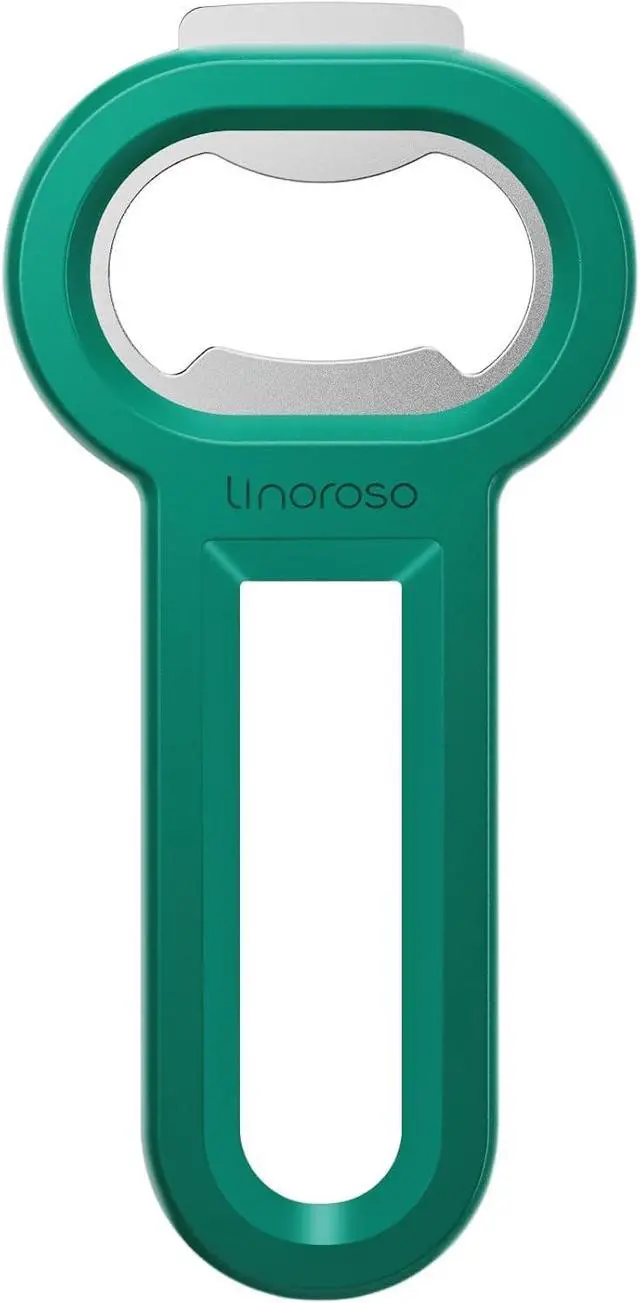 Main image of Linoroso Magnetic Bottle Opener Pop Can Opener for Refrigerator, Beer Bottle Opener and Soda Can Opener with Cap Catcher, Portable Beer Opener for Bartender, Home, Restaurant, Bar Tools, 1 Pack, Green