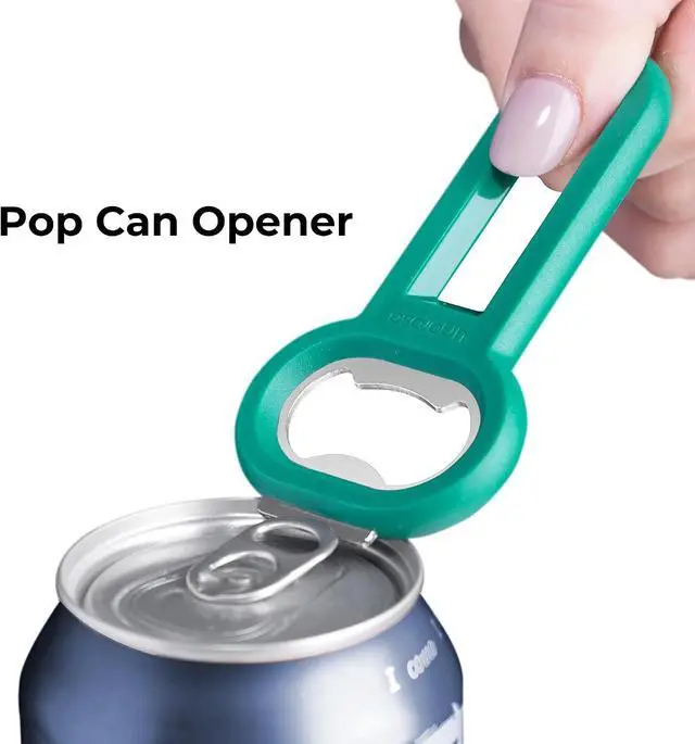 Alt view image 3 of 7 - Linoroso Magnetic Bottle Opener Pop Can Opener for Refrigerator, Beer Bottle Opener and Soda Can Opener with Cap Catcher, Portable Beer Opener for Bartender, Home, Restaurant, Bar Tools, 1 Pack, Green