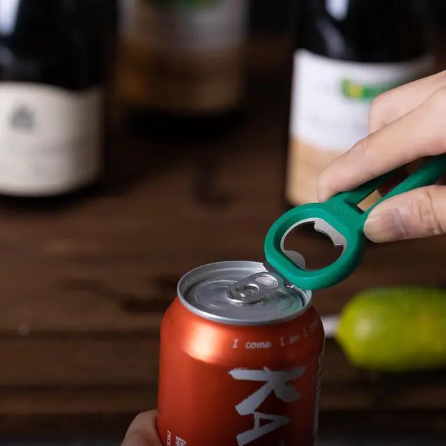 Alt view image 5 of 7 - Linoroso Magnetic Bottle Opener Pop Can Opener for Refrigerator, Beer Bottle Opener and Soda Can Opener with Cap Catcher, Portable Beer Opener for Bartender, Home, Restaurant, Bar Tools, 1 Pack, Green