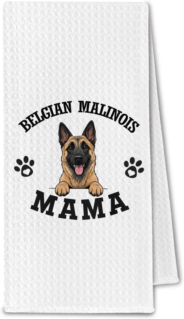 Main image of Belgian Malinois Kitchen Towels, Dog Mama Belgian Malinois Gifts for Women & Dogs Moms, Dog Lover Gifts Decorative Hand Towels for Bathroom, 16x24 Inch