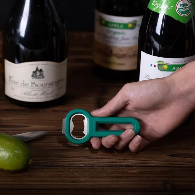 Alt view image 6 of 7 - Linoroso Magnetic Bottle Opener Pop Can Opener for Refrigerator, Beer Bottle Opener and Soda Can Opener with Cap Catcher, Portable Beer Opener for Bartender, Home, Restaurant, Bar Tools, 1 Pack, Green