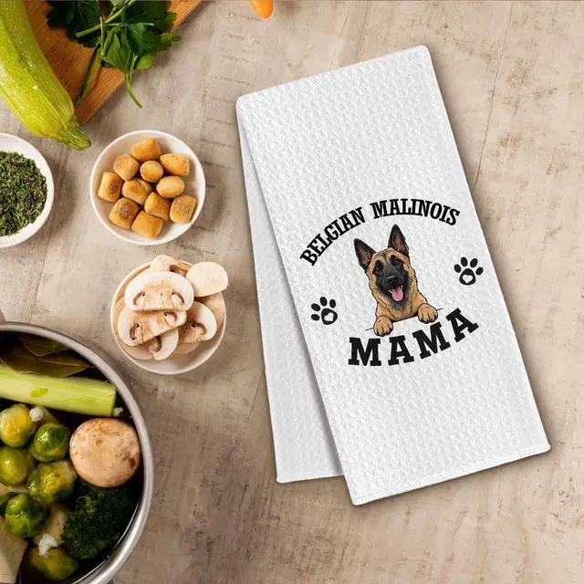 Alt view image 3 of 6 - Belgian Malinois Kitchen Towels, Dog Mama Belgian Malinois Gifts for Women & Dogs Moms, Dog Lover Gifts Decorative Hand Towels for Bathroom, 16x24 Inch
