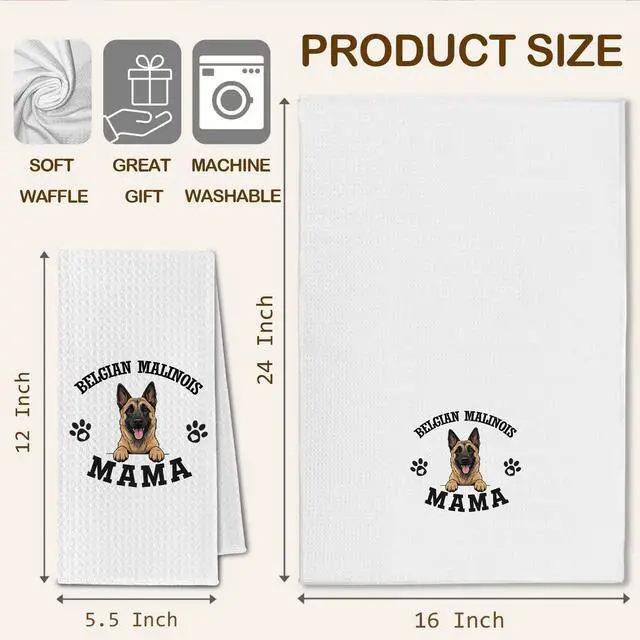 Alt view image 6 of 6 - Belgian Malinois Kitchen Towels, Dog Mama Belgian Malinois Gifts for Women & Dogs Moms, Dog Lover Gifts Decorative Hand Towels for Bathroom, 16x24 Inch