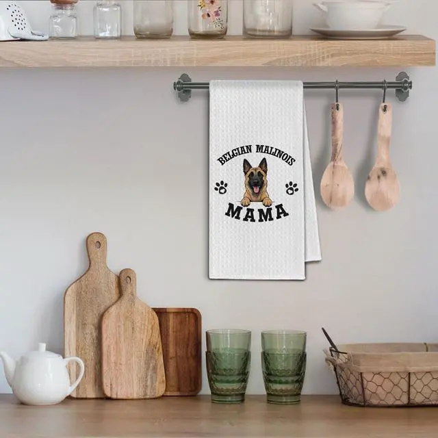 Alt view image 4 of 6 - Belgian Malinois Kitchen Towels, Dog Mama Belgian Malinois Gifts for Women & Dogs Moms, Dog Lover Gifts Decorative Hand Towels for Bathroom, 16x24 Inch