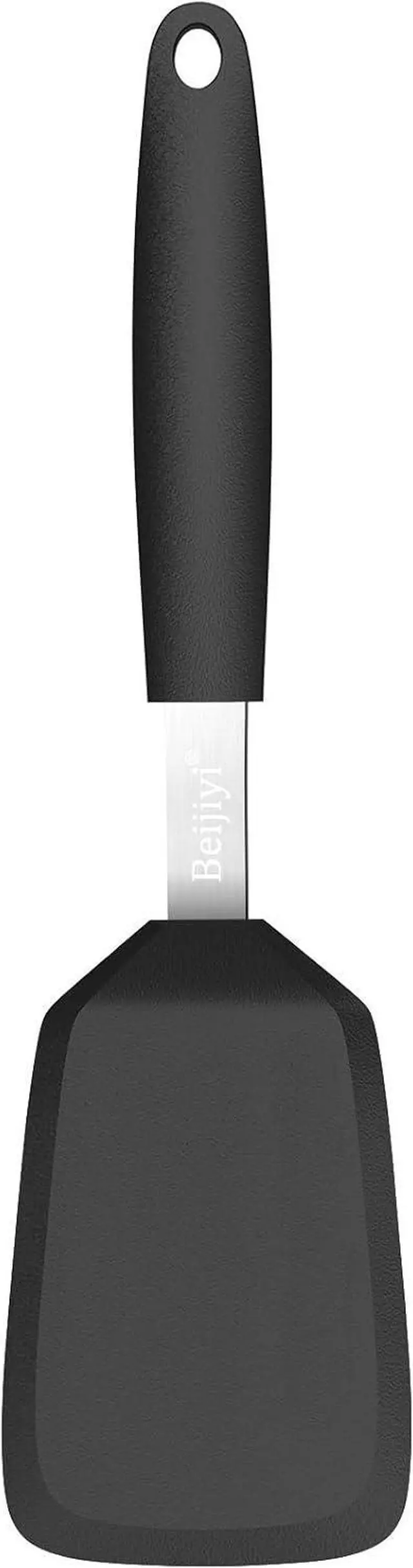 Main image of Beijiyi Silicone Spatula Turner, 600°F Heat Resistant, 13 x 3.2 in (Black) | BPA Free, Non-Toxic, Flexible Turner, Non Scratch for Non Stick Frying Pan, Flipping, Cooking, Dishwasher Safe