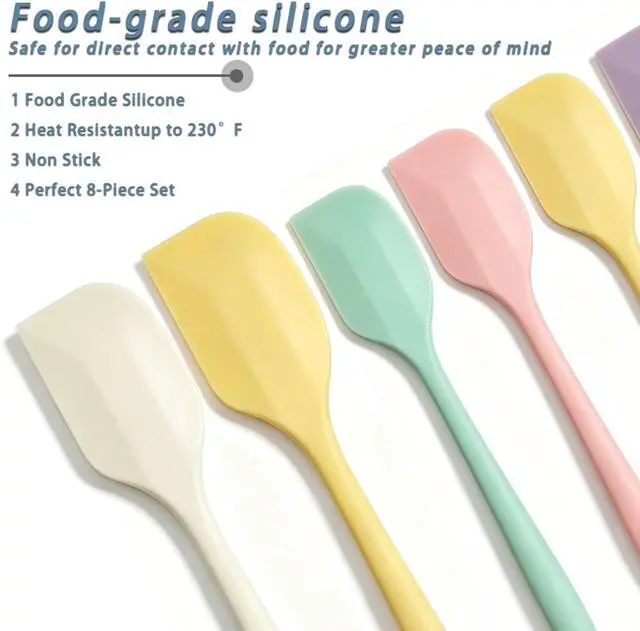 Alt view image 3 of 7 - 6 Pack Silicone Spatulas 10.9 in Large & 8.2 in Small, Nonstick Heat Resistant Mixing Tools for Baking Cookware