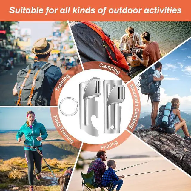 Alt view image 7 of 7 - 12 PCS P-51 and P-57 Military Style Can Openers with Key Rings | Stainless Steel Military Can Openers for Camping Portable Survival Army Can Openers