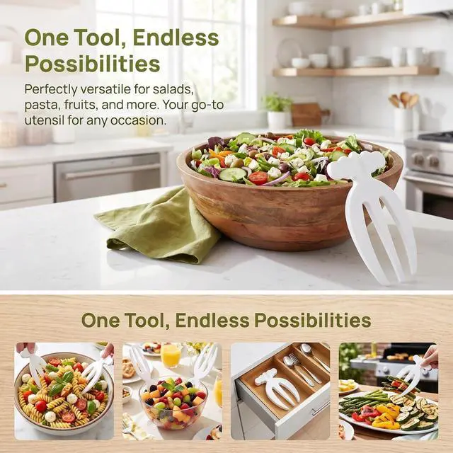 Alt view image 6 of 7 - VOSAREA Salad Tongs 2pcs Salad Hands Plastic Salad Serving Hands Salad Tongs for Serving Salad Serving Utensils Salad Salad Servers Salad Claws Salad Picker Salad Spoons White