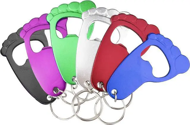 Main image of Swatom Foot Shape Bottle Opener with Keychain Key Tag Chain Ring Accessories 6PCS