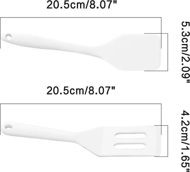 Alt view image 2 of 5 - Silicone Mini Spatula for Home Cooks, Nonstick Slotted Turner, 2-Pack White | Small silicone spatula, lightweight and heat-resistant, ideal for flipping, stirring, and straining food