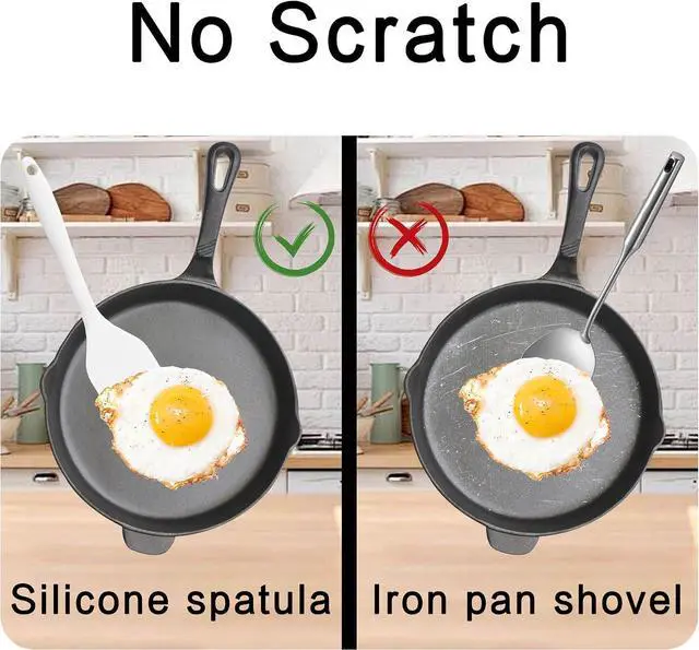 Alt view image 5 of 5 - Silicone Mini Spatula for Home Cooks, Nonstick Slotted Turner, 2-Pack White | Small silicone spatula, lightweight and heat-resistant, ideal for flipping, stirring, and straining food