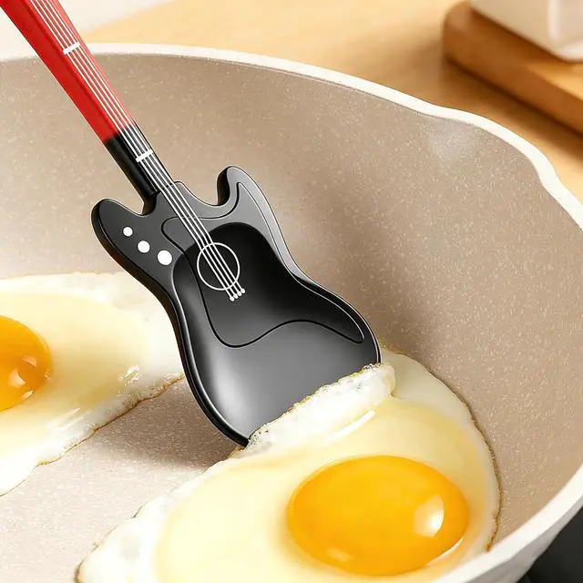 Alt view image 2 of 7 - 2 Piece Guitar-shaped Silicone Spatula,highly artistic and personalized gift,High Temperature Resistant, Food Grade Silicone, Unique Gift for Music Lovers and Cooking Enthusiasts (Brown + Black)