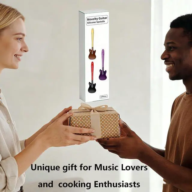 Alt view image 5 of 7 - 2 Piece Guitar-shaped Silicone Spatula,highly artistic and personalized gift,High Temperature Resistant, Food Grade Silicone, Unique Gift for Music Lovers and Cooking Enthusiasts (Brown + Black)