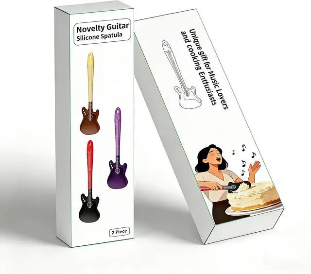 Alt view image 6 of 7 - 2 Piece Guitar-shaped Silicone Spatula,highly artistic and personalized gift,High Temperature Resistant, Food Grade Silicone, Unique Gift for Music Lovers and Cooking Enthusiasts (Brown + Black)