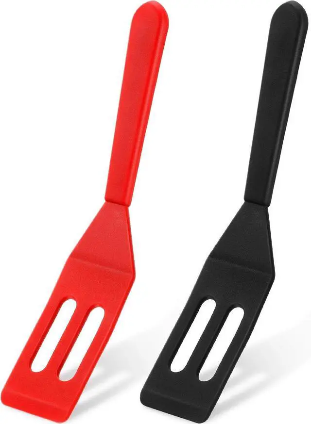Main image of Patelai Mini Brownie Serving Spatula Silicone, Red and Black, 2 Pieces | Flexible Nonstick for Small Frying Pans, Heat-resistant Server Flips Eggs Cookies Brownies Lemon Squares, Fits Tight Spaces