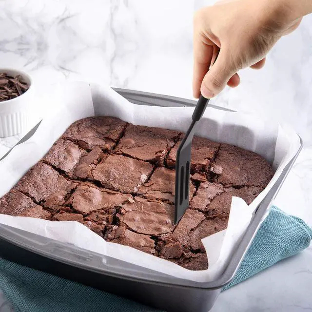 Alt view image 3 of 7 - Patelai Mini Brownie Serving Spatula Silicone, Red and Black, 2 Pieces | Flexible Nonstick for Small Frying Pans, Heat-resistant Server Flips Eggs Cookies Brownies Lemon Squares, Fits Tight Spaces