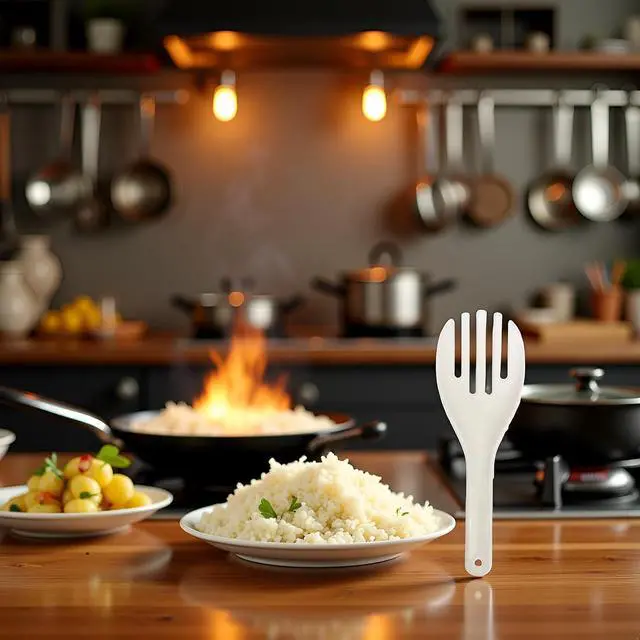Alt view image 3 of 6 - White Jumbo Large Plastic Rice Paddle Spatula Scoop Fork-Like, 10.63" (27 cm) Long, Serving SpoonsRice and Potato Servers