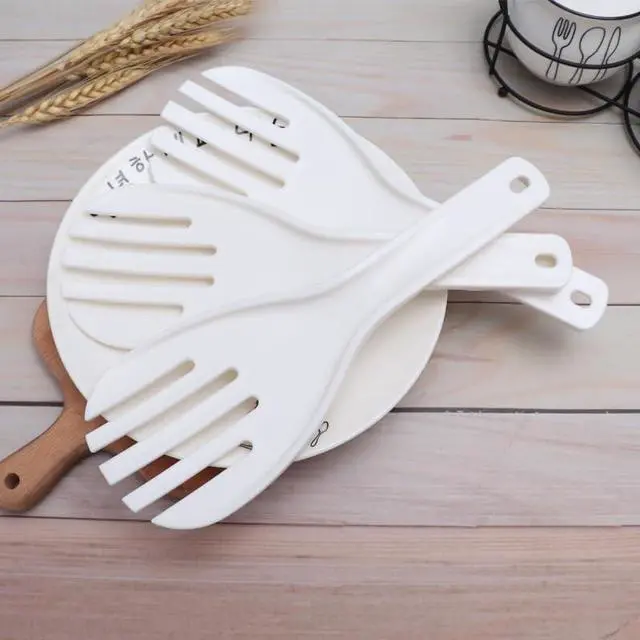 Alt view image 6 of 6 - White Jumbo Large Plastic Rice Paddle Spatula Scoop Fork-Like, 10.63" (27 cm) Long, Serving SpoonsRice and Potato Servers