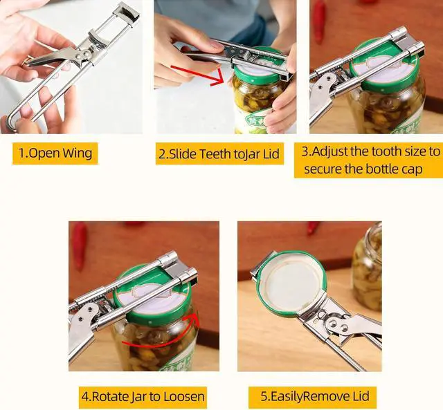 Alt view image 5 of 7 - 2 Pack Adjustable Stainless Steel Jar Opener, Easy Grip Manual Bottle & Tight Lid Opener for Elderly, Arthritis, Women and Children