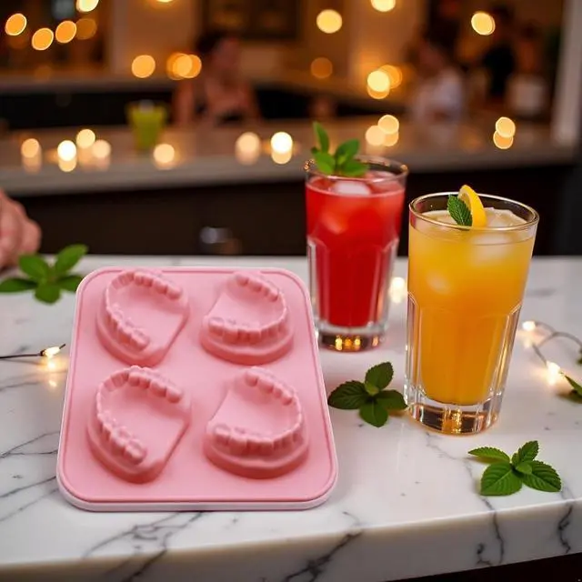 Alt view image 3 of 6 - 4 Hole Denture Teeth Shaped Ice Cube Mold Silicone Ice Tray DIY Ice Cream Funny Gag Gift For Dentist Seniors Ice Tray Molds