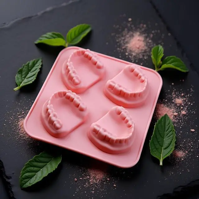 Alt view image 5 of 6 - 4 Hole Denture Teeth Shaped Ice Cube Mold Silicone Ice Tray DIY Ice Cream Funny Gag Gift For Dentist Seniors Ice Tray Molds