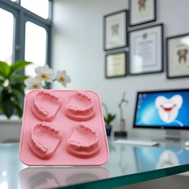 Alt view image 6 of 6 - 4 Hole Denture Teeth Shaped Ice Cube Mold Silicone Ice Tray DIY Ice Cream Funny Gag Gift For Dentist Seniors Ice Tray Molds