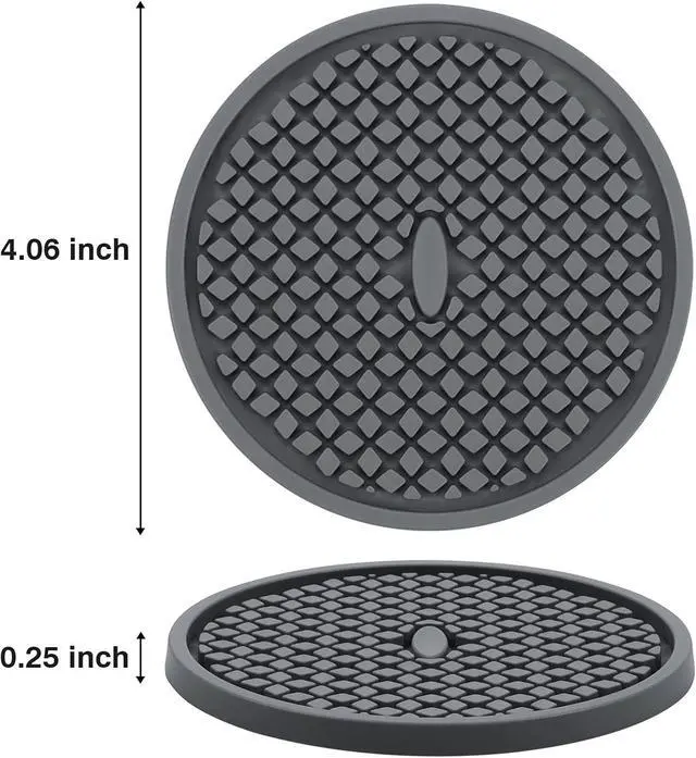 Alt view image 2 of 7 - 3 Pack Silicone Coasters for Drinks, Thickened Coaster with Deep Tray Grooved Design Cup Mat, Washable Heat Resistant Durable Non-Slip Coasters for Coffee Table Wooden Desk Kitchen Bar (Dark Grey)