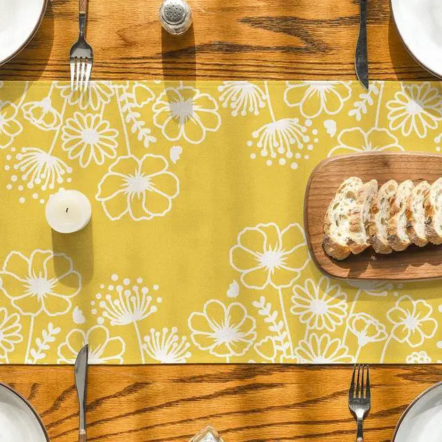 Alt view image 3 of 7 - Artoid Mode Yellow Bloom Flowers Butterfly Spring Table Runner, Seasonal Holiday Kitchen Dining Table Decoration for Home Party Indoor 13x72 Inch