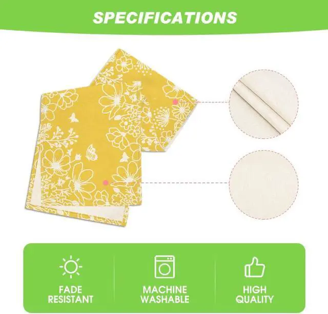 Alt view image 5 of 7 - Artoid Mode Yellow Bloom Flowers Butterfly Spring Table Runner, Seasonal Holiday Kitchen Dining Table Decoration for Home Party Indoor 13x72 Inch