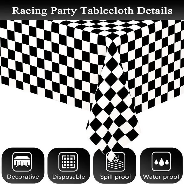 Alt view image 6 of 7 - 2 Pack Black and White Gingham Tablecloth Rectangular Buffalo Checkered Tablecloths Disposable Plastic Plaid Table Cover for Parties, Outdoor Picnic, Birthday, Wedding, Camping 54 × 108 Inch