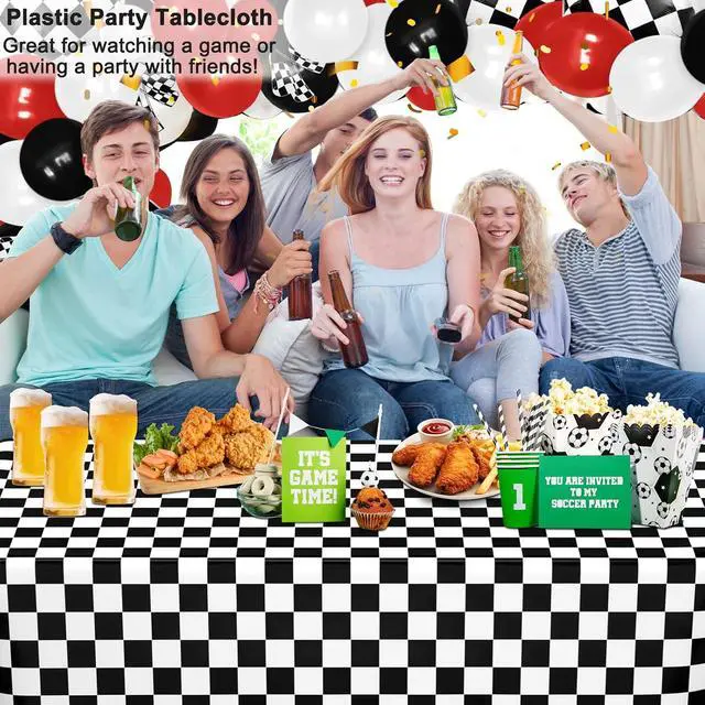 Alt view image 7 of 7 - 2 Pack Black and White Gingham Tablecloth Rectangular Buffalo Checkered Tablecloths Disposable Plastic Plaid Table Cover for Parties, Outdoor Picnic, Birthday, Wedding, Camping 54 × 108 Inch