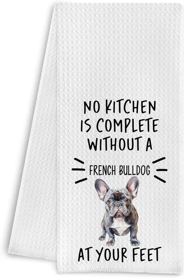 Main image of French Bulldog Funny Kitchen Towels - Frenchie Mom Gifts, Dog Kitchen Towels, 16x24 Inches