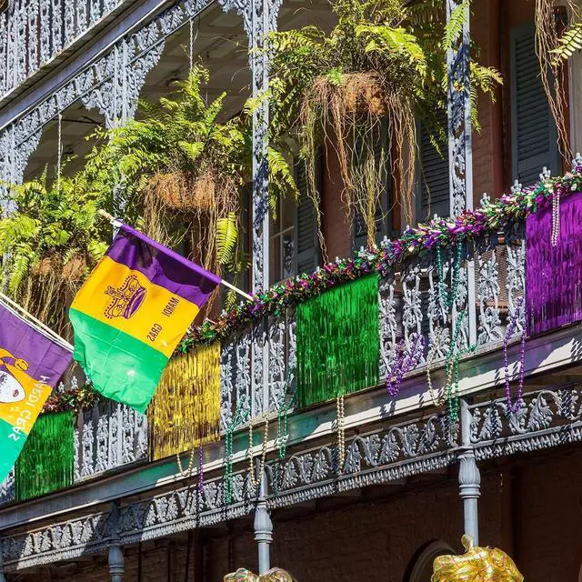 Alt view image 7 of 7 - URATOT 2 Pack 29 x 106 Inches Mardi Gras Metallic Fringe Table Skirt Mardi Gras Decorations for Party Gold Green Purple Foil Fringe Table Skirt