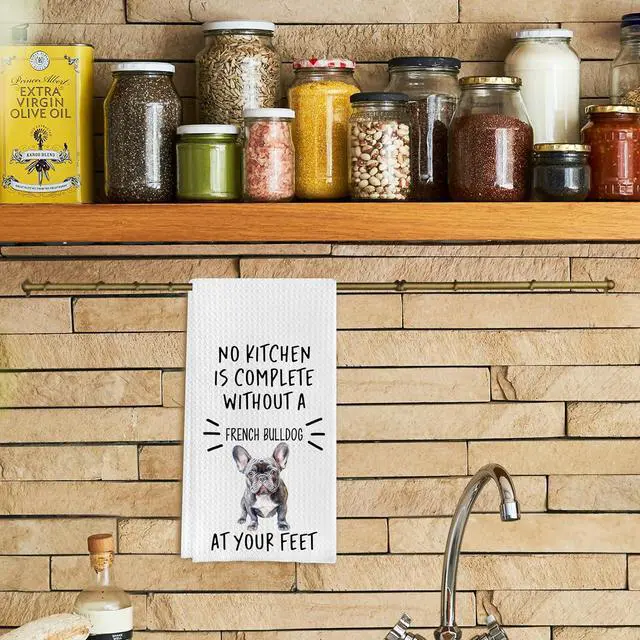 Alt view image 2 of 5 - French Bulldog Funny Kitchen Towels - Frenchie Mom Gifts, Dog Kitchen Towels, 16x24 Inches
